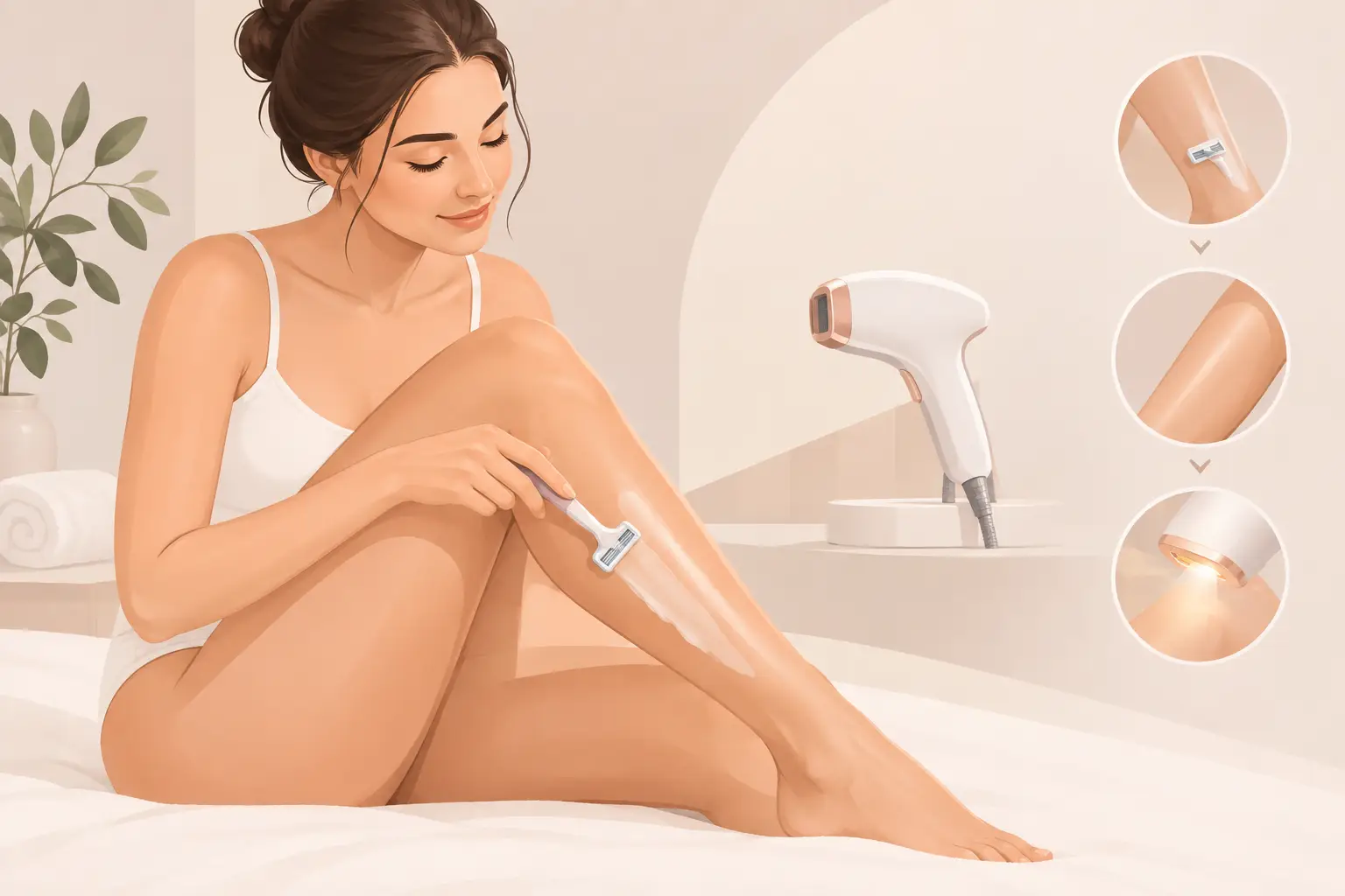Benen scheren vóór laserontharing zonder irritatie